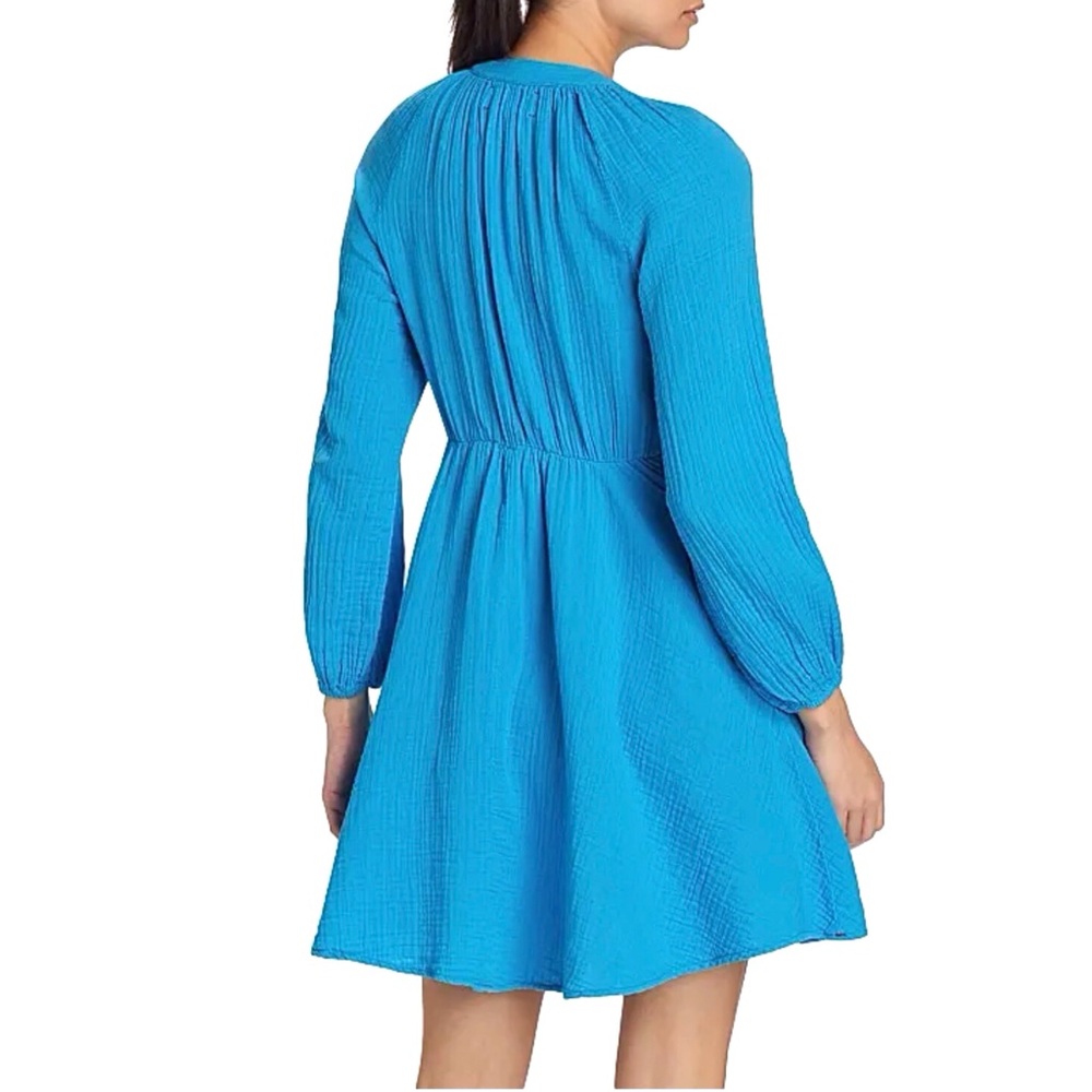 Xirena Lucinda Minidress Gauzy Cotton A Line Long Sleeve Azure Blue Size XS - Picture 3 of 9